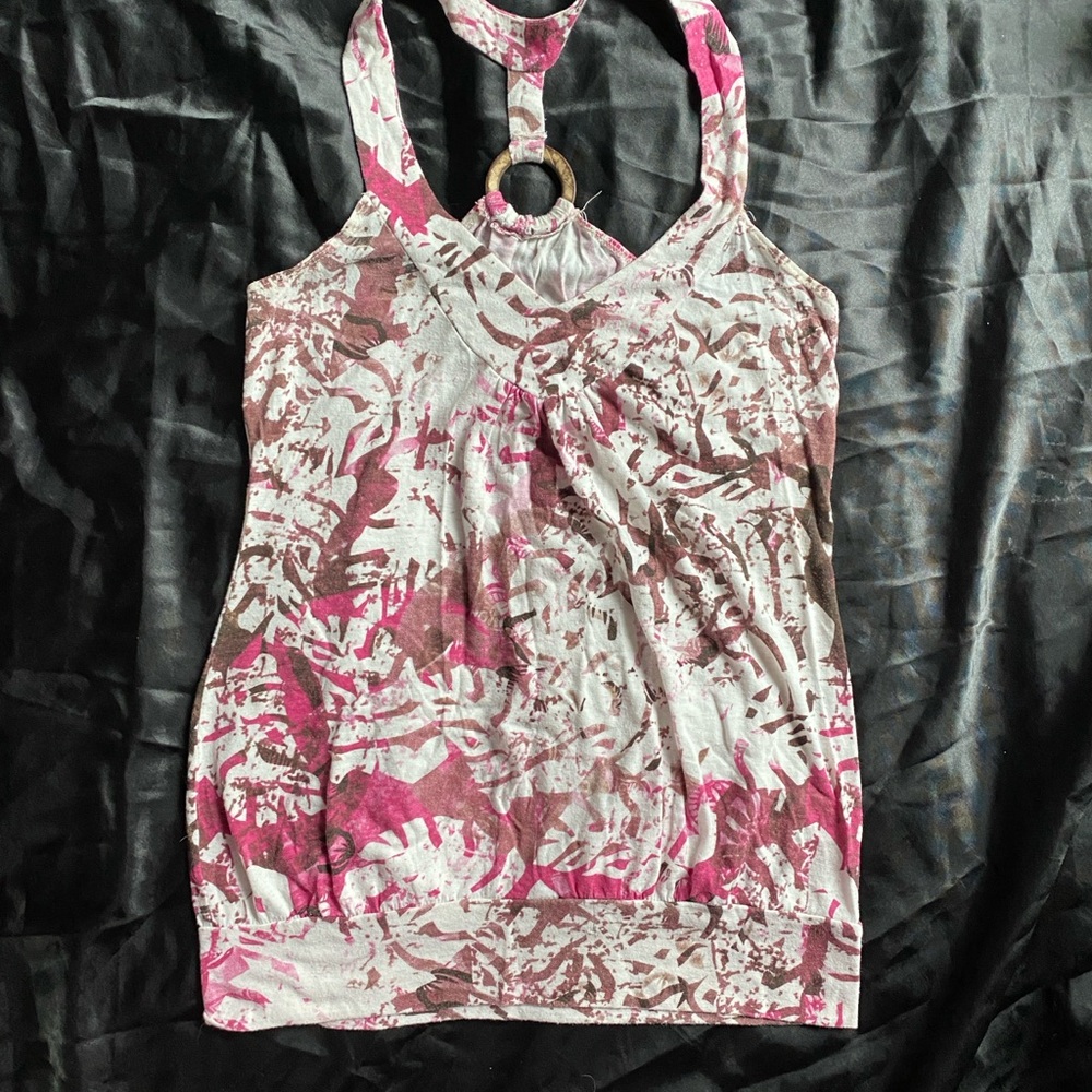 Maurices Pink and Brown Floral Tank Top